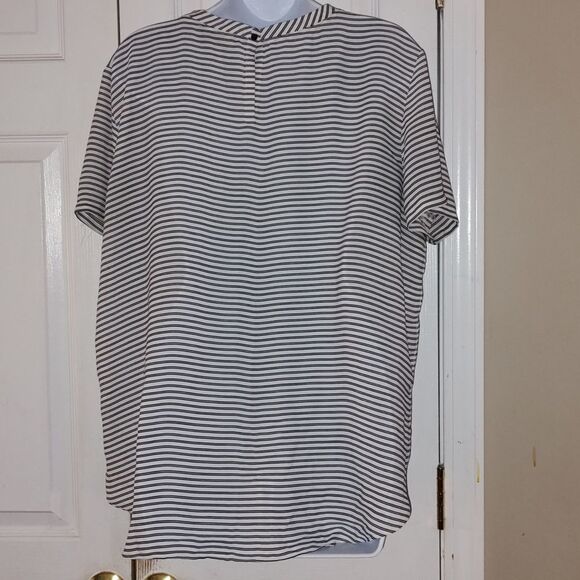 Loft Outlet sheer white black striped blouse Sz XL - Picture 3 of 4